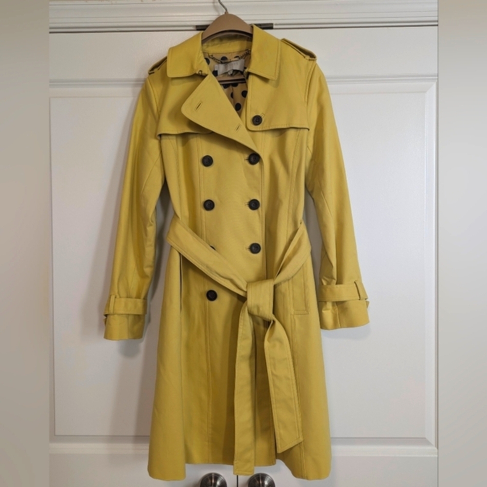 Yellow Double-Breasted Trench Coat with Belt NWOT